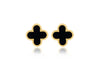 9ct Yellow Gold Black Onyx Clover Stud Earrings