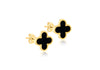 9ct Yellow Gold Black Onyx Clover Stud Earrings