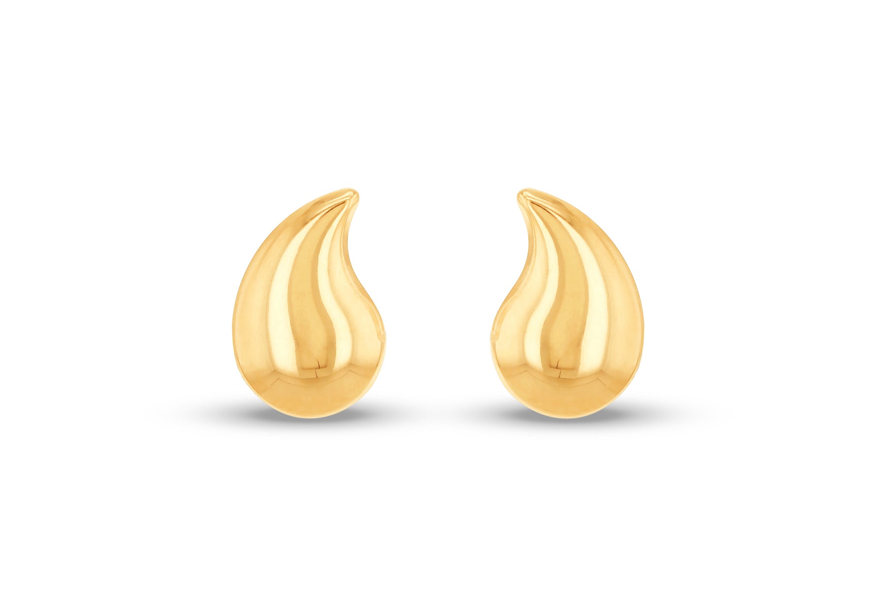 9ct Yellow Gold Curved Teardrop Stud Earrings