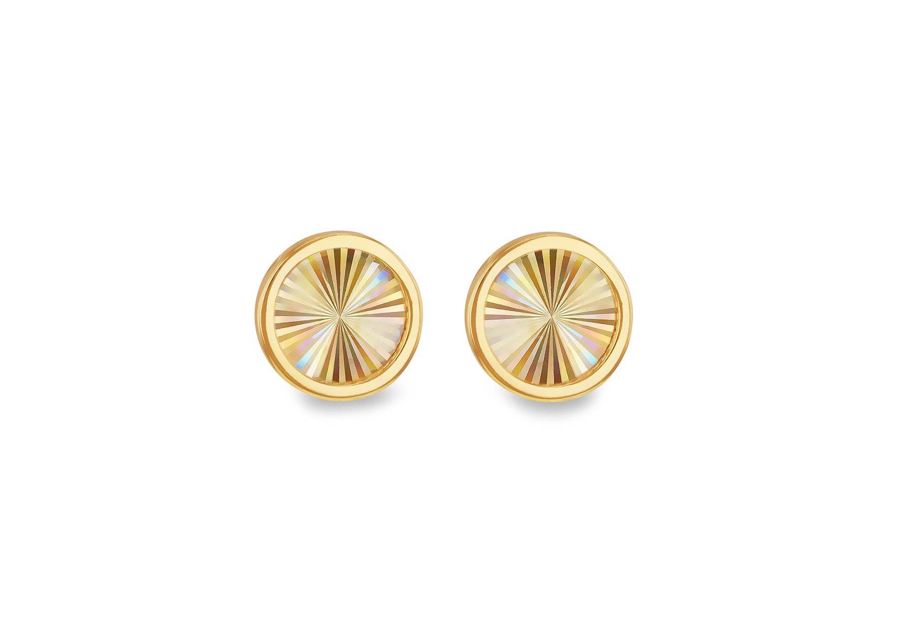 9ct Yellow Gold Round Rainbow Stud Earrings