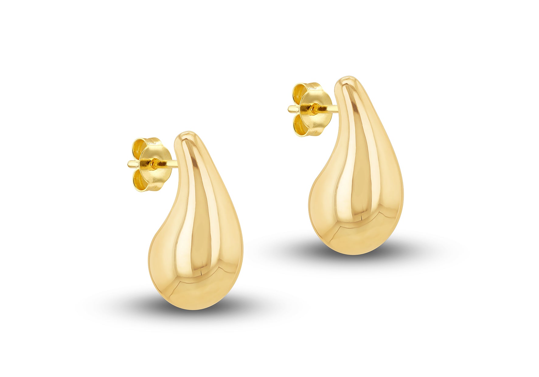 9ct Yellow Gold Bell Teardrop Stud Earrings