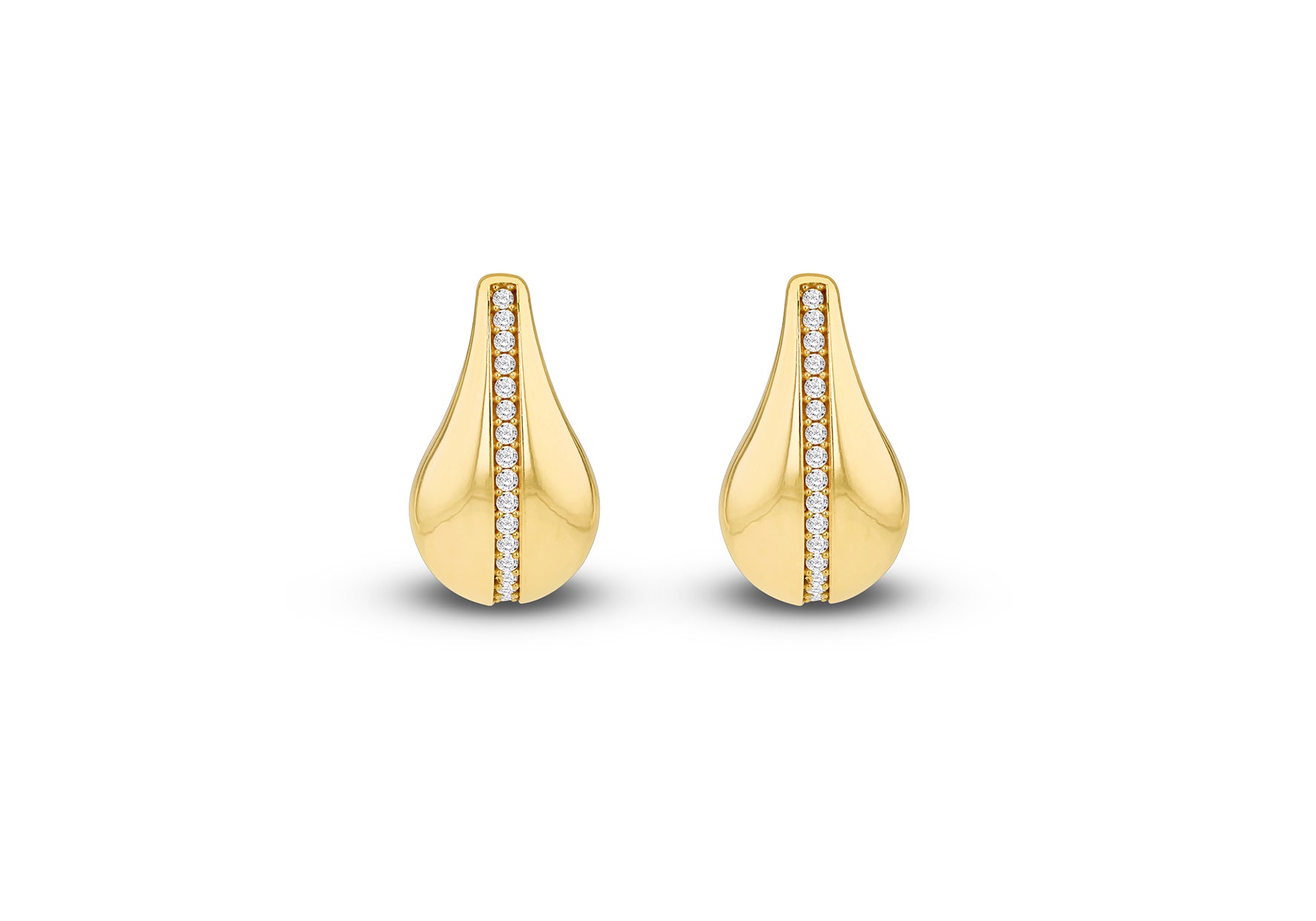 9ct Yellow Gold White Zirconia Teardrop Stud Earrings
