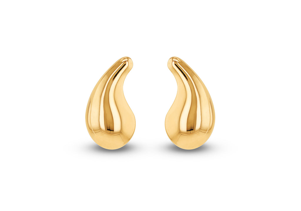 9ct Yellow Gold Flat Back Teardrop Stud Earrings