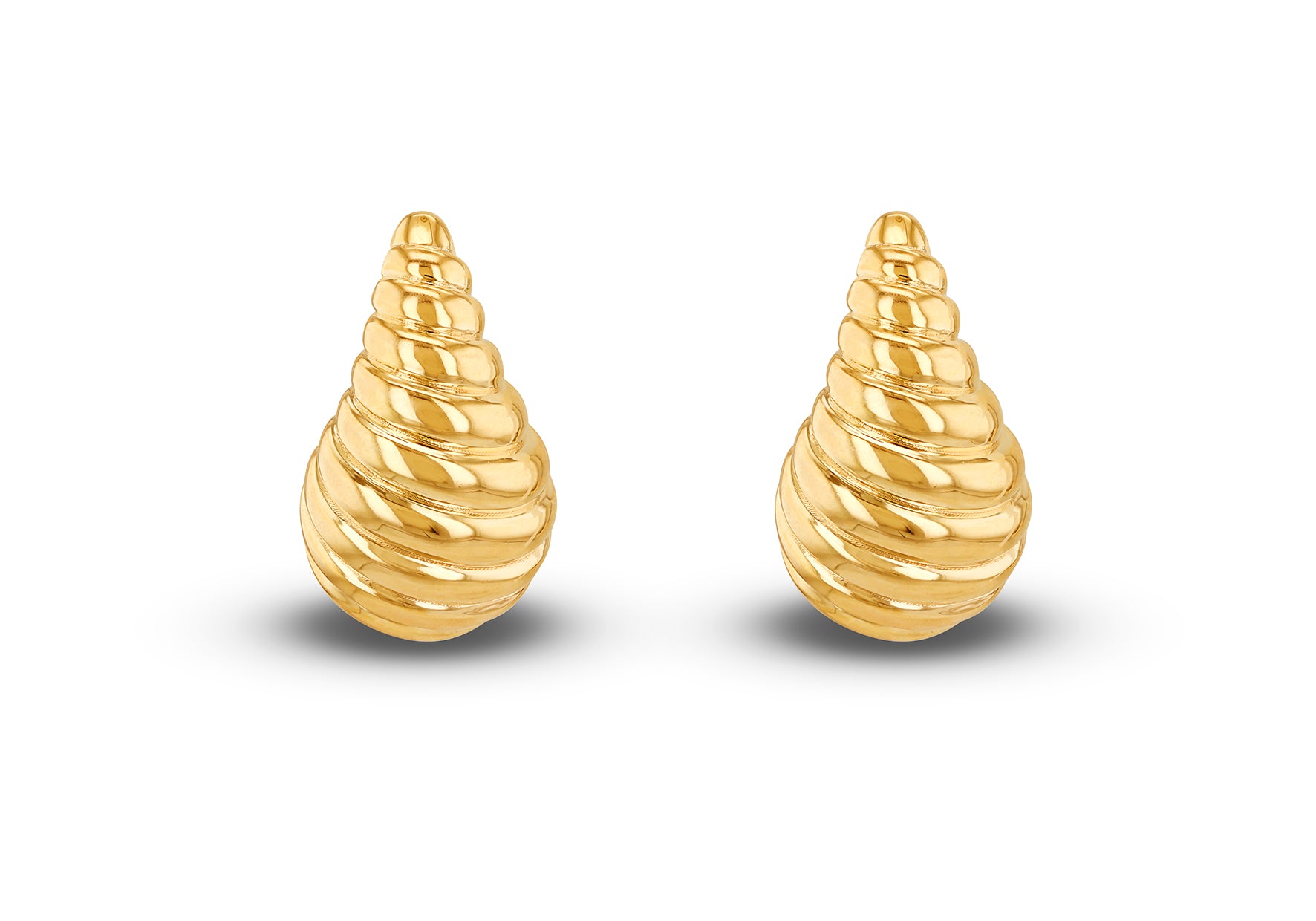 9ct Yellow Gold Large Shell Teardrop Stud Earrings
