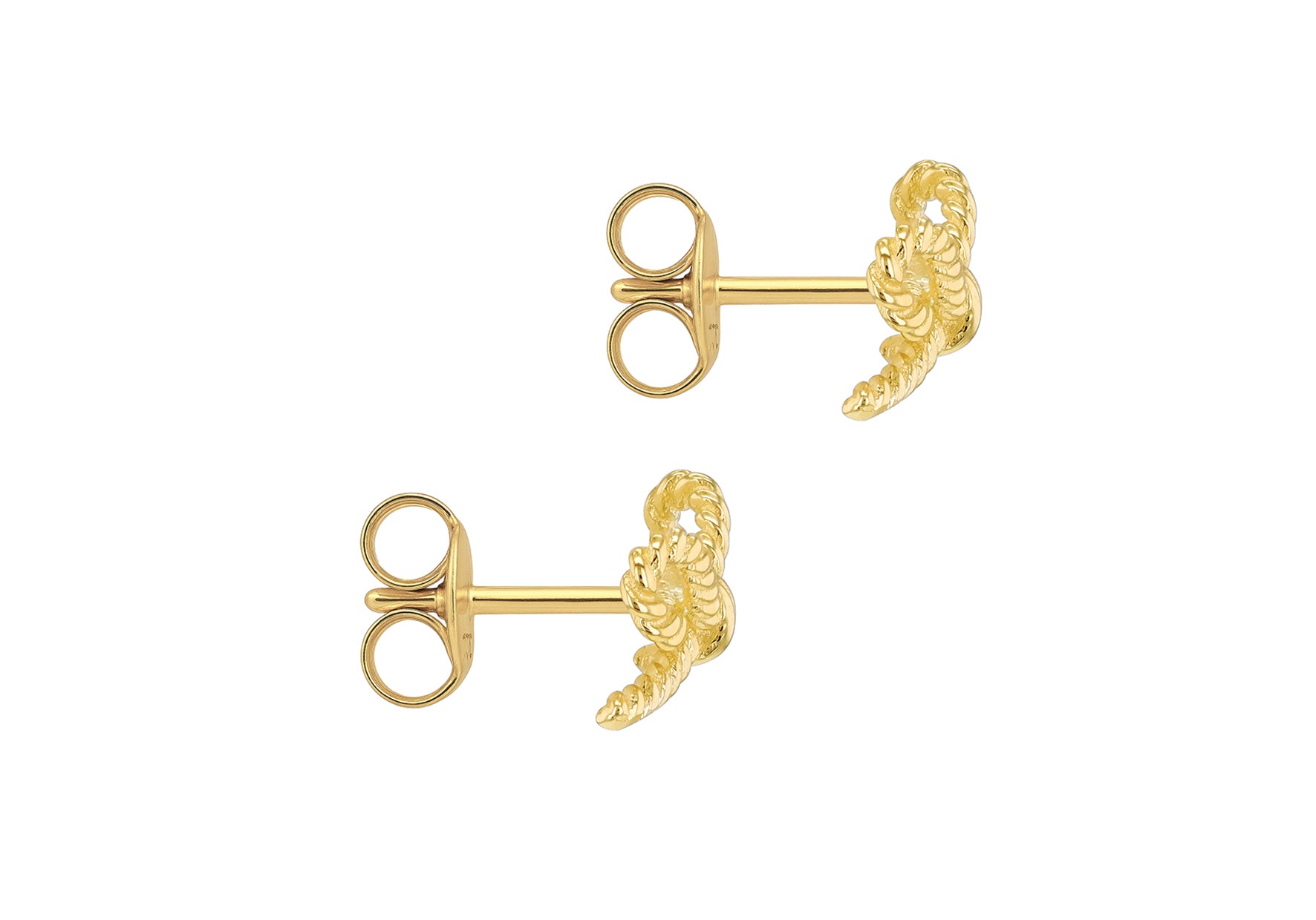 9ct Yellow Gold Twisted Bow Stud Earrings