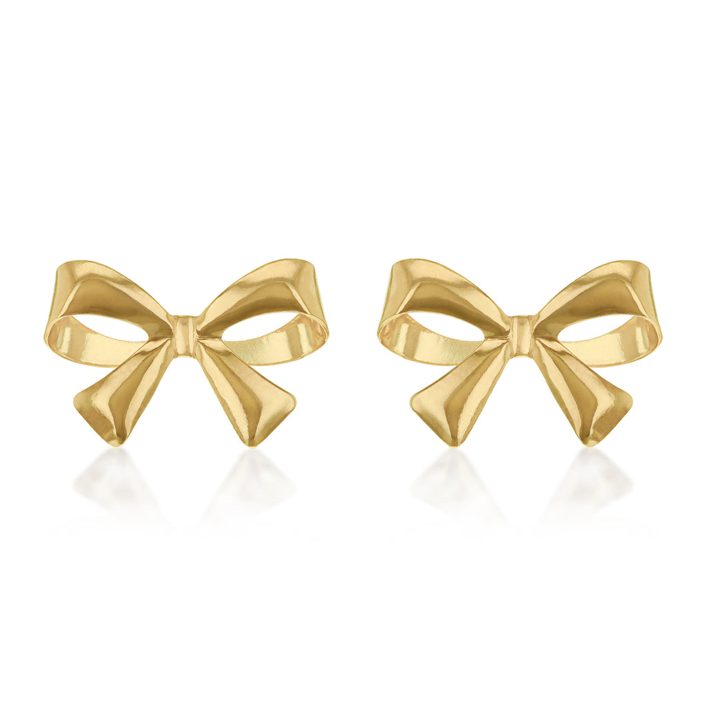9ct Yellow Gold Bow Stud Earrings
