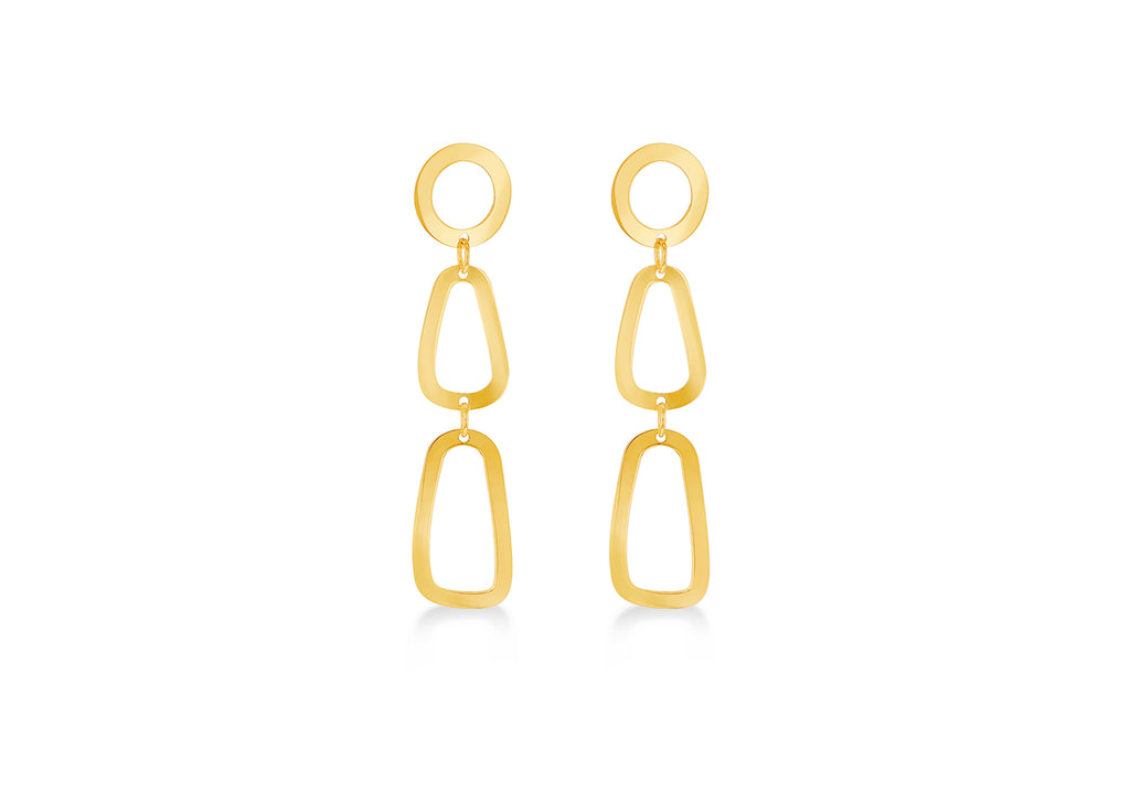 9ct Yellow Gold Elliptical Drop Stud Earrings