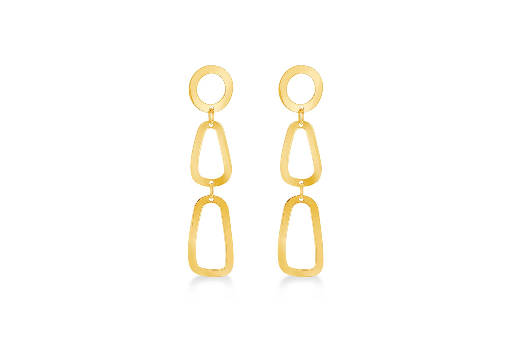 9ct Yellow Gold Elliptical Drop Stud Earrings