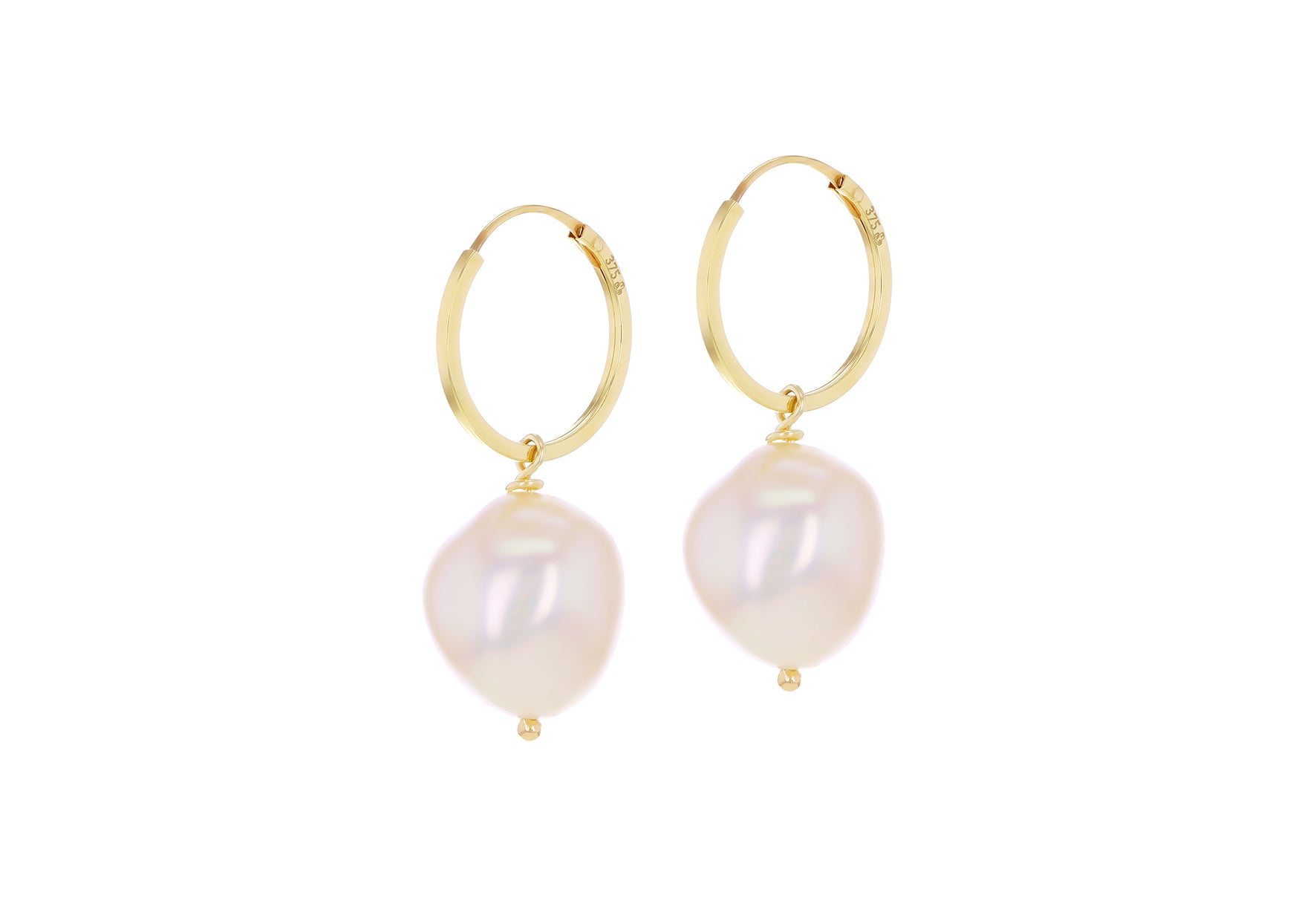 9ct Yellow Gold Baroque Pearl Drop Earrings