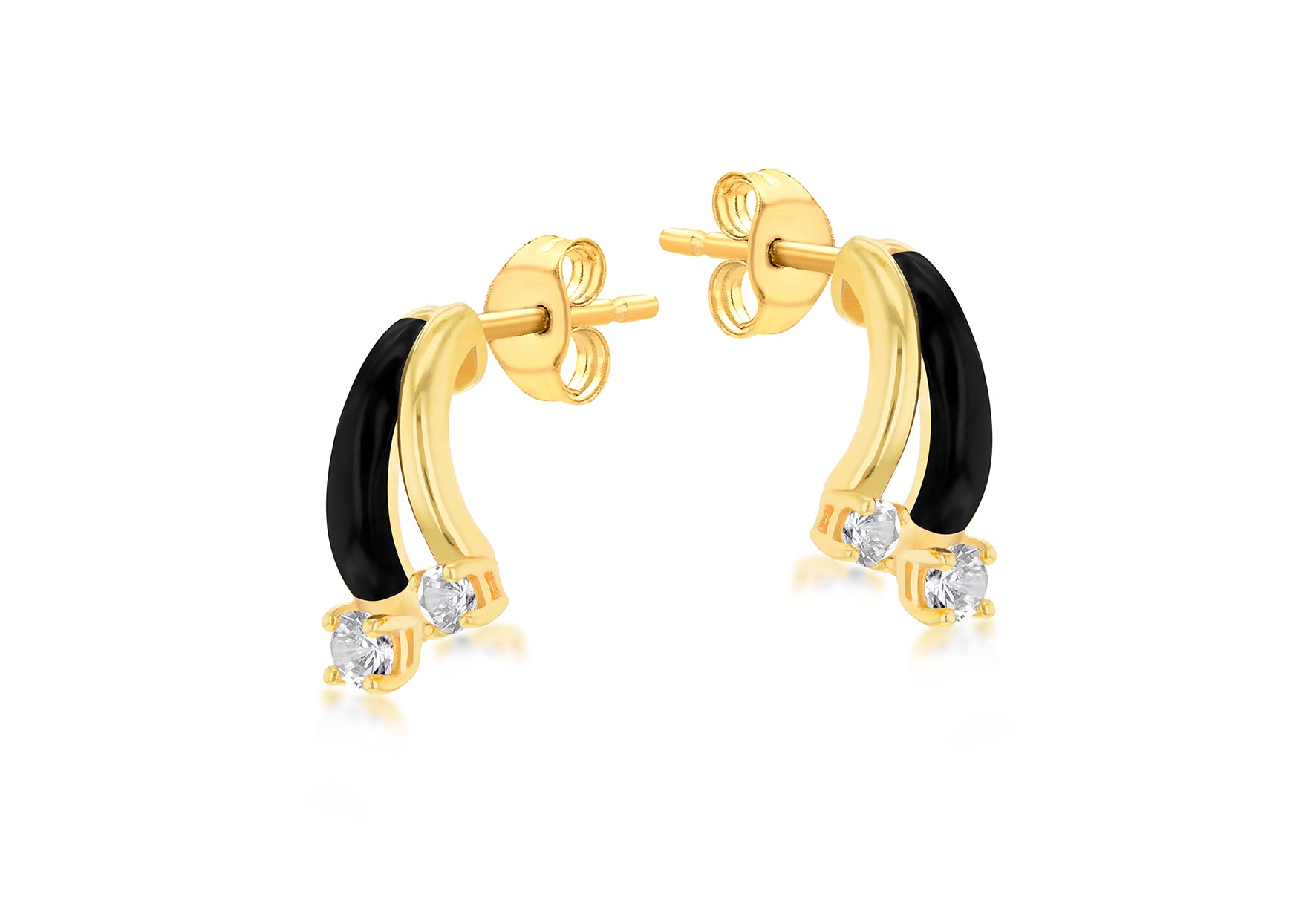 9ct Yellow Gold 0.03ct & 0.04ct Diamond Bar Stud Earrings
