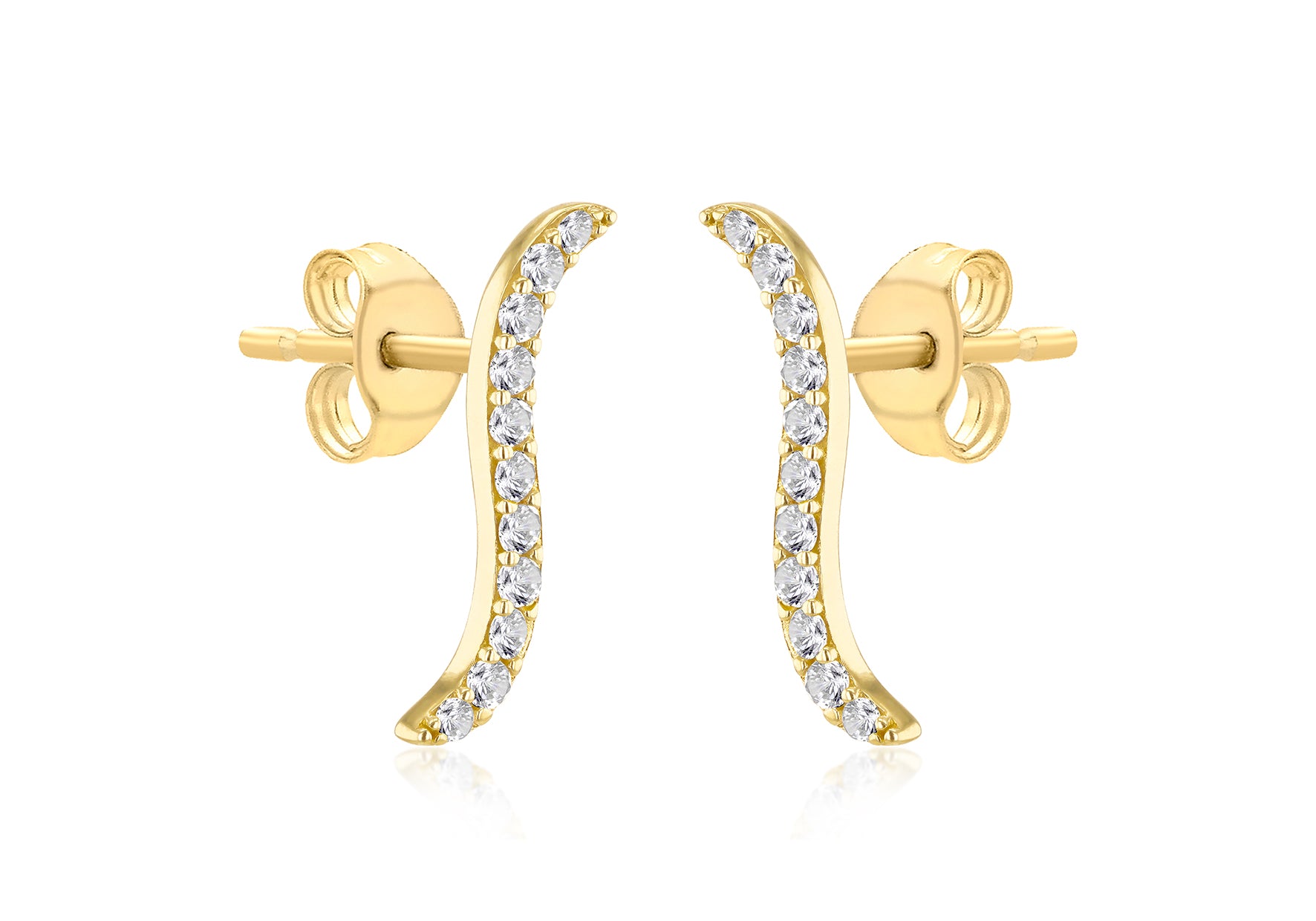 9ct Yellow Gold White Zirconia Twirl Earrings