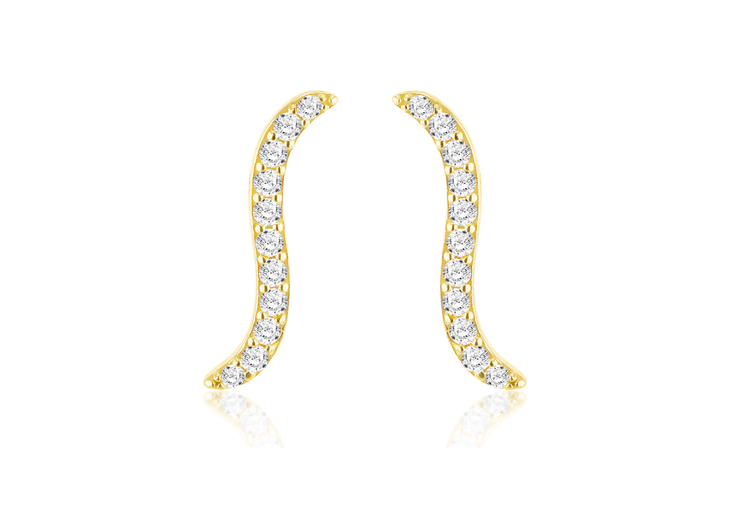 9ct Yellow Gold White Zirconia Twirl Earrings