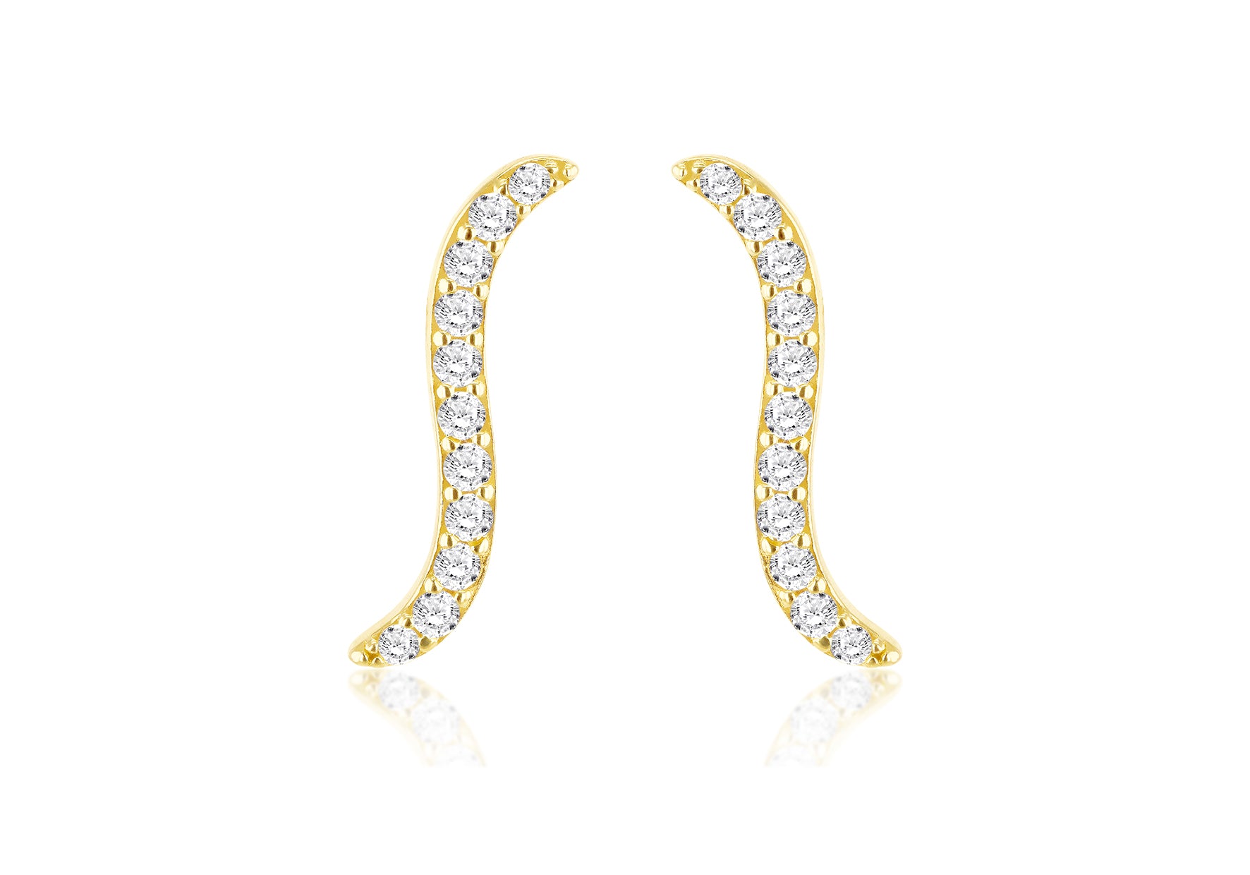 9ct Yellow Gold White Zirconia Twirl Earrings