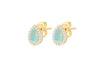 9ct Yellow Gold Opal and Zirconia Halo Teardrop Earrings