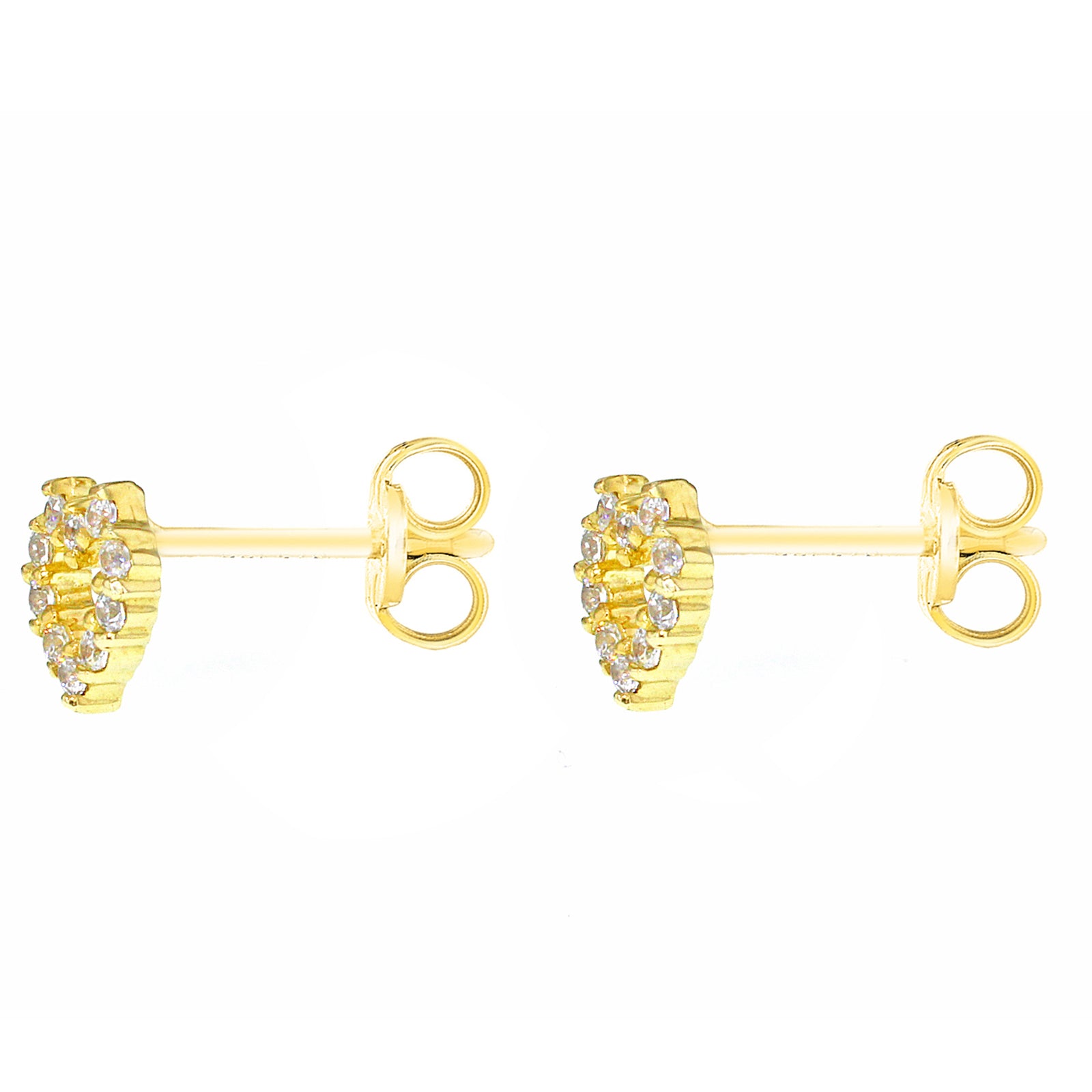 9ct Yellow Gold Pavé Zirconia Open Heart Stud Earrings