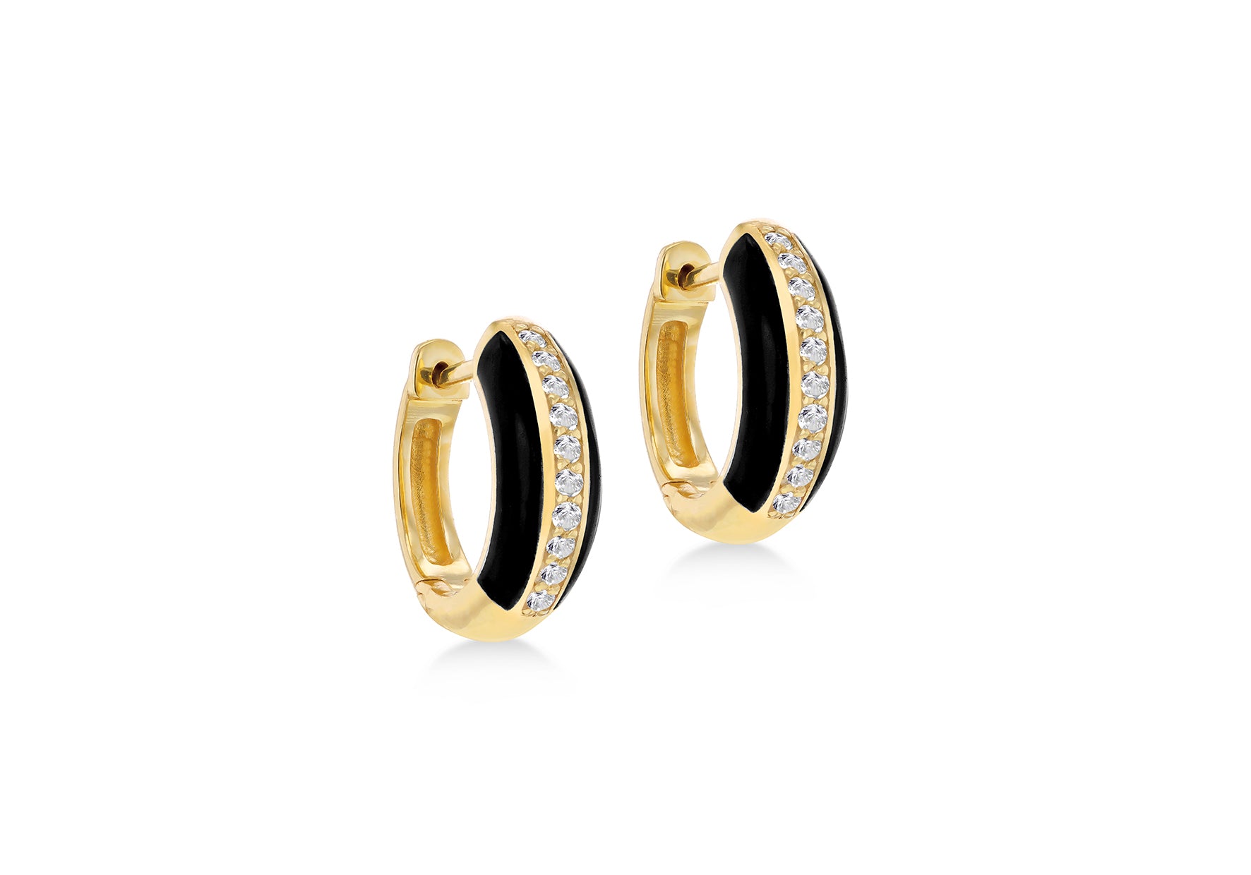 9ct Yellow Gold 0.100ct Diamond Stripe Hoop Earrings