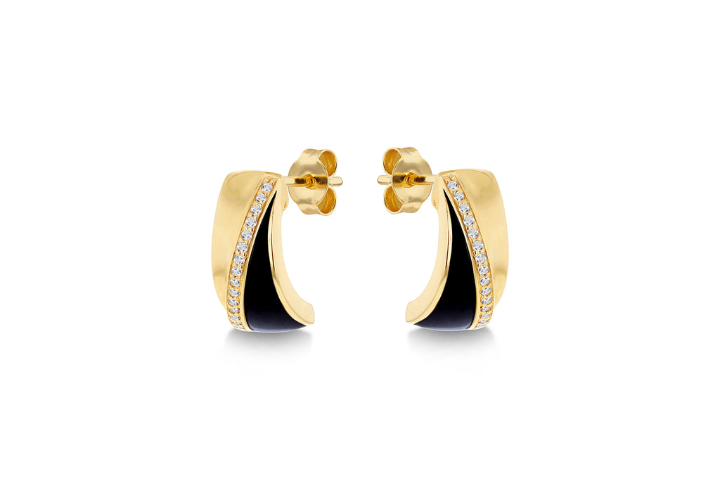 9ct Yellow Gold 0.60ct Diamond Curved Edge Stud Earrings