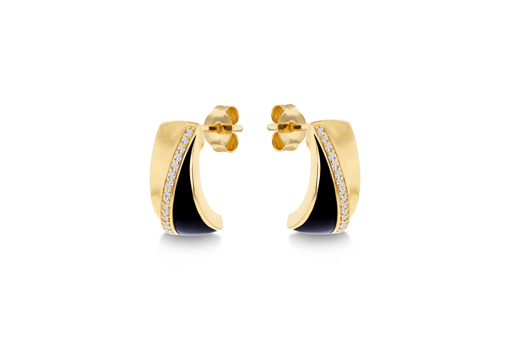 9ct Yellow Gold 0.60ct Diamond Curved Edge Stud Earrings