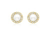 9ct White Gold Zirconia Halo & Freshwater Pearl Stud Earrings