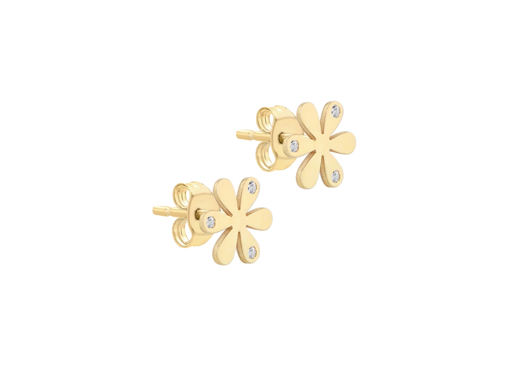 9ct Yellow Gold Zirconia Flower Stud Earrings