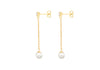 9ct Yellow Gold White Zirconia and Pearl Chain Drop Stud Earrings