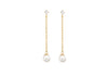 9ct Yellow Gold White Zirconia and Pearl Chain Drop Stud Earrings