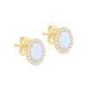 9ct Yellow Gold Oval Opal & Zirconia Stud Earring
