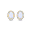 9ct Yellow Gold Oval Opal & Zirconia Stud Earring