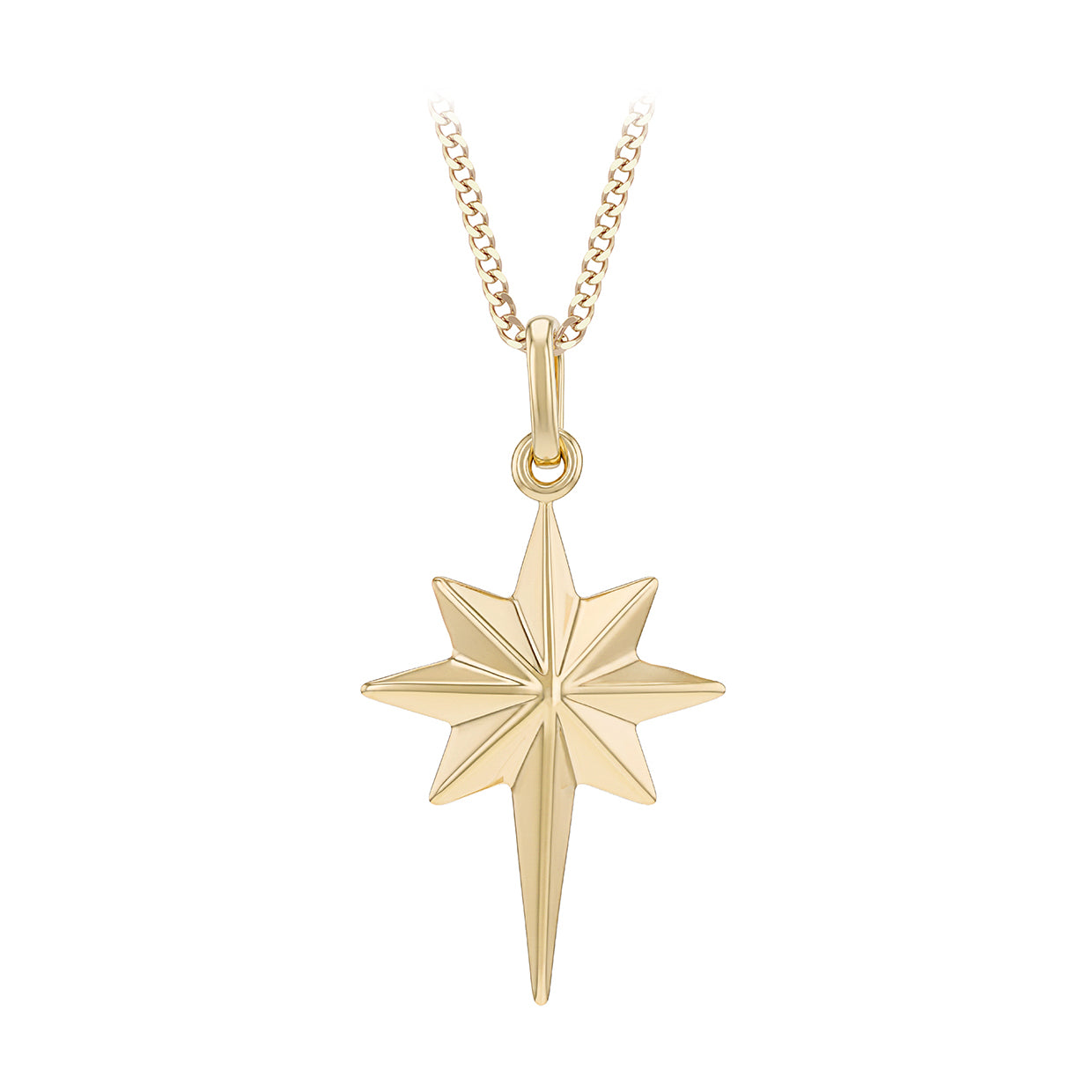 9ct Yellow Gold North Star Pendant Necklace