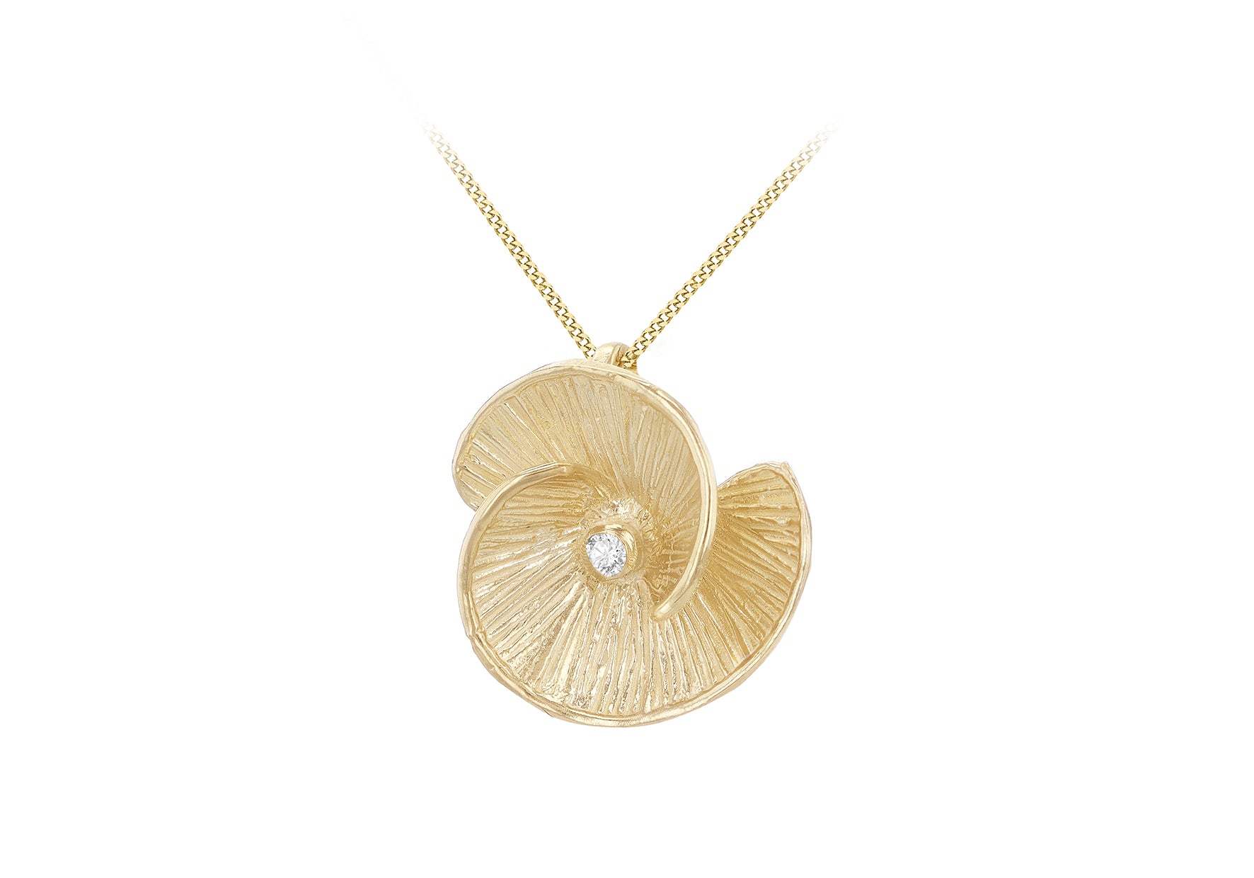 9ct Yellow Gold 0.01ct Diamond Flower Bloom Pendant