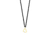 9ct Yellow Gold 0.03ct Diamond Open Heart Black Spinel Necklace