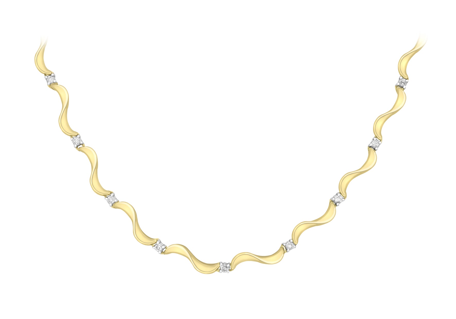 9ct Two-Tone Gold 1.00ct Diamond Twist Bar Necklet