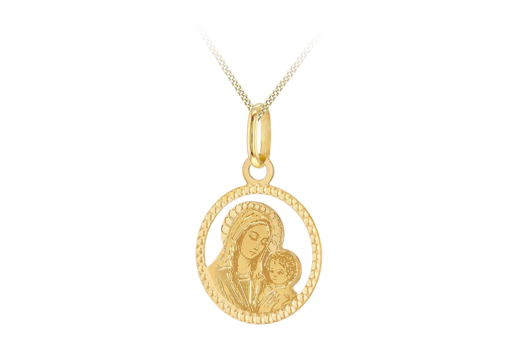 9ct Yellow Gold Diamond Cut Mary & Child Pendant