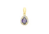 9ct Yellow Gold Blue & White Zirconia Teardrop Pendant