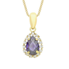 9ct Yellow Gold Blue & White Zirconia Teardrop Pendant