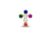 9ct Yellow Gold Multi Coloured Zirconia Cross Labret Stud
