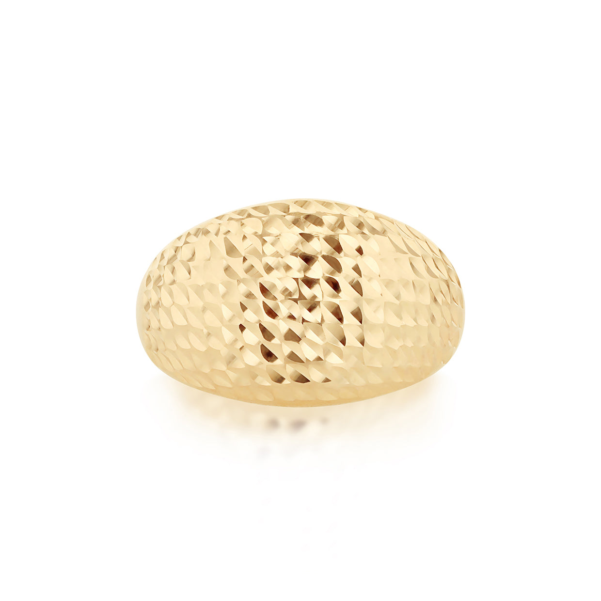 9ct Gold Diamond Cut Graduated Hammered Dome Ring
