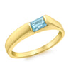 9ct Yellow Gold Blue Topaz Emerald-Cut Edge Ring