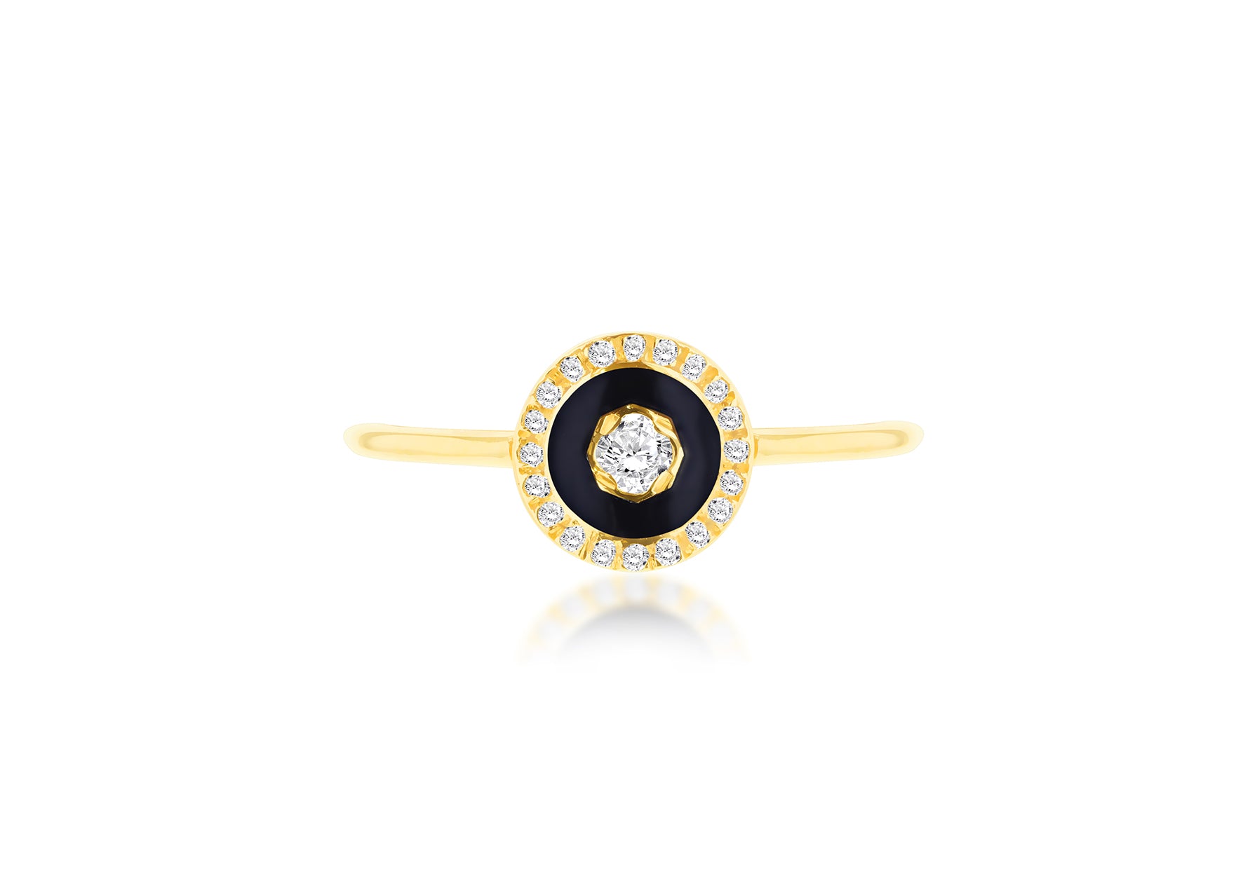 9ct Yellow Gold 0.05ct & 0.19ct Diamond Halo Ring