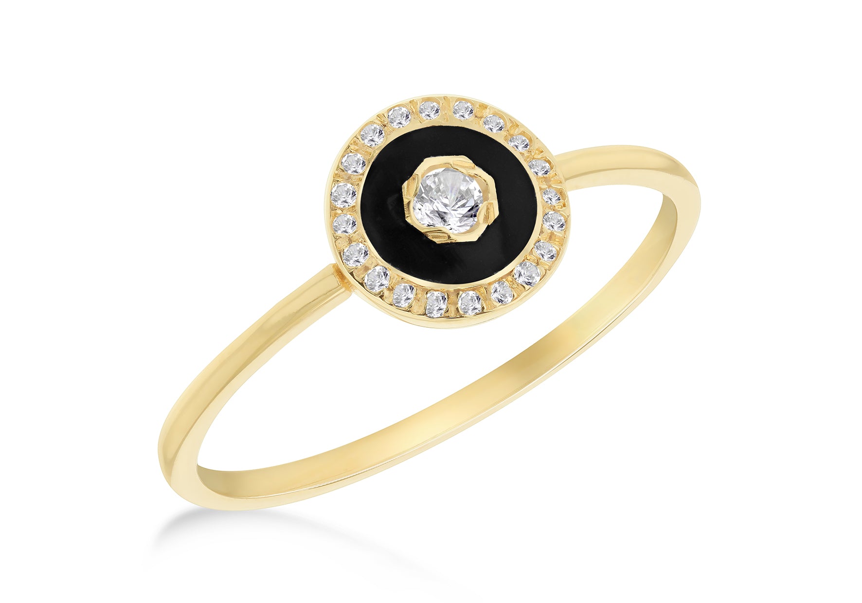 9ct Yellow Gold 0.05ct & 0.19ct Diamond Halo Ring