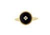 9ct Yellow Gold 0.04ct Diamond Black Enamel Ring