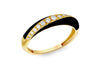 9ct Yellow Gold 0.005ct & 0.05ct Diamond Black Twist Ring
