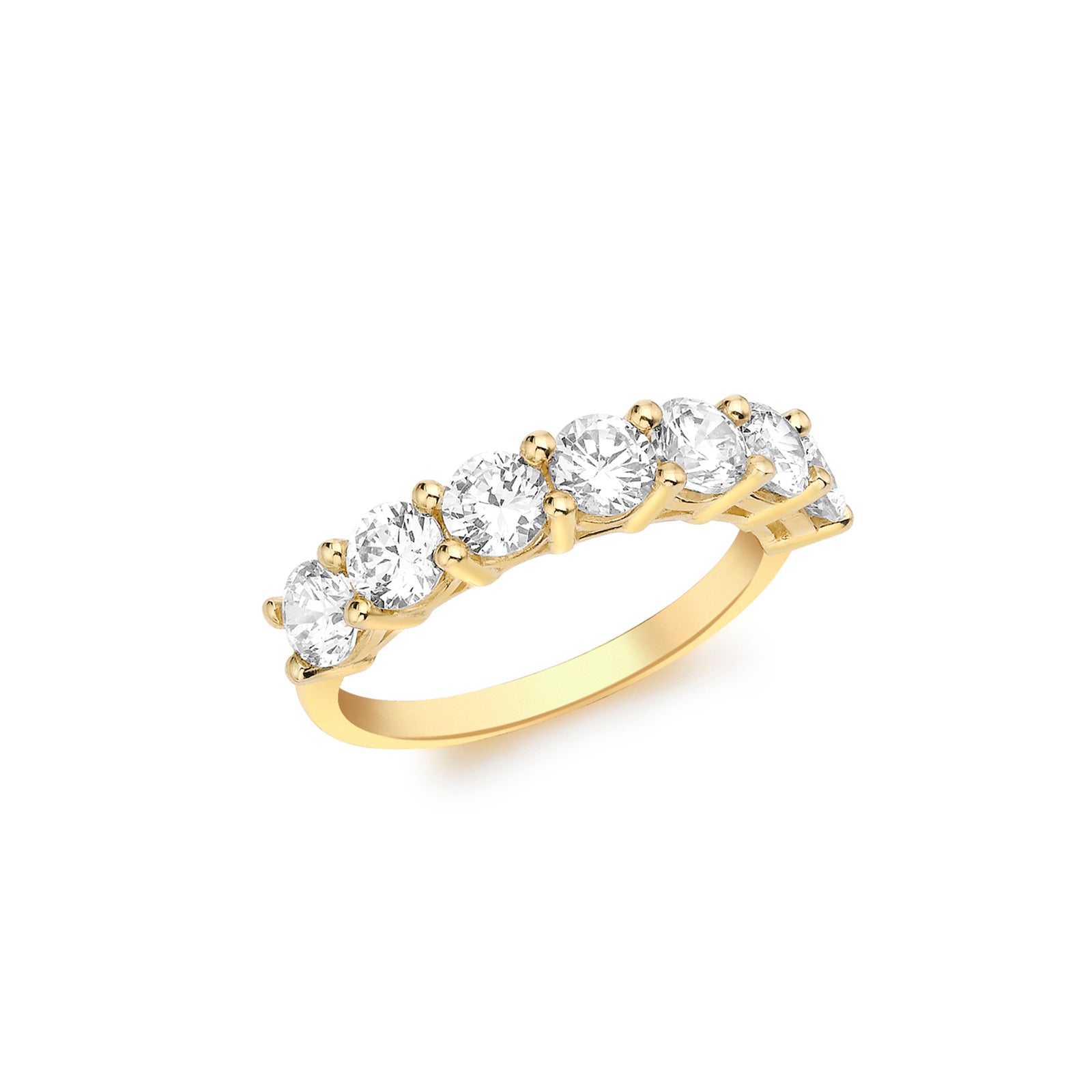9ct Yellow Gold Seven-Stone Zirconia Half Eternity Ring