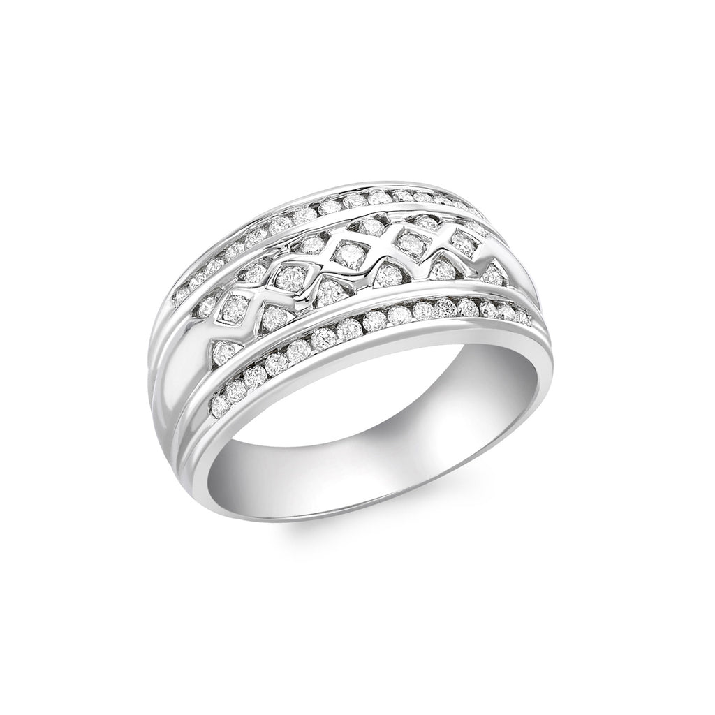 9ct White Gold 0.50ct Diamond Multi-Row Lattice Ring