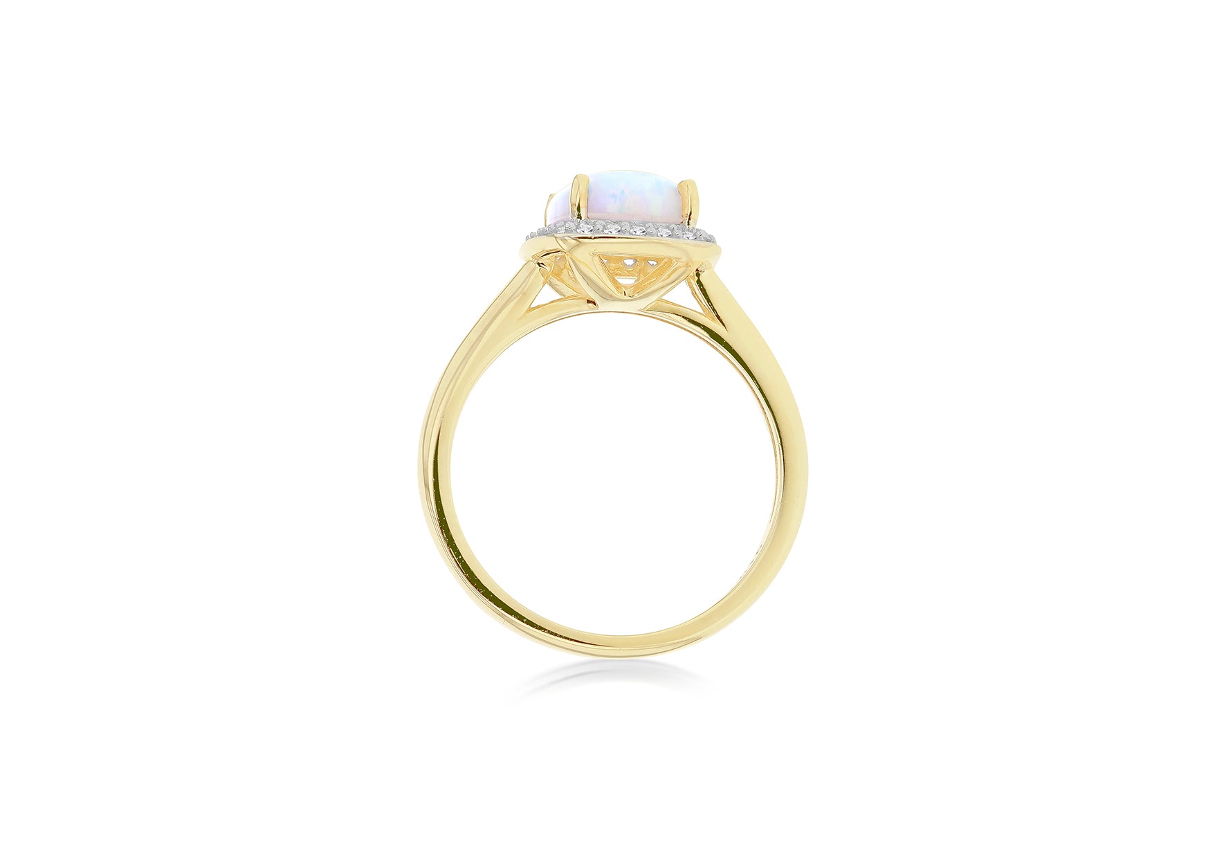 9ct Yellow Gold White Zirconia & Square Halo Opal Ring