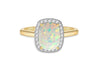 9ct Yellow Gold White Zirconia & Square Halo Opal Ring
