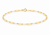 A yellow gold chain bracelet with elongated oval links and a spring-ring clasp, displayed on a clean white background.