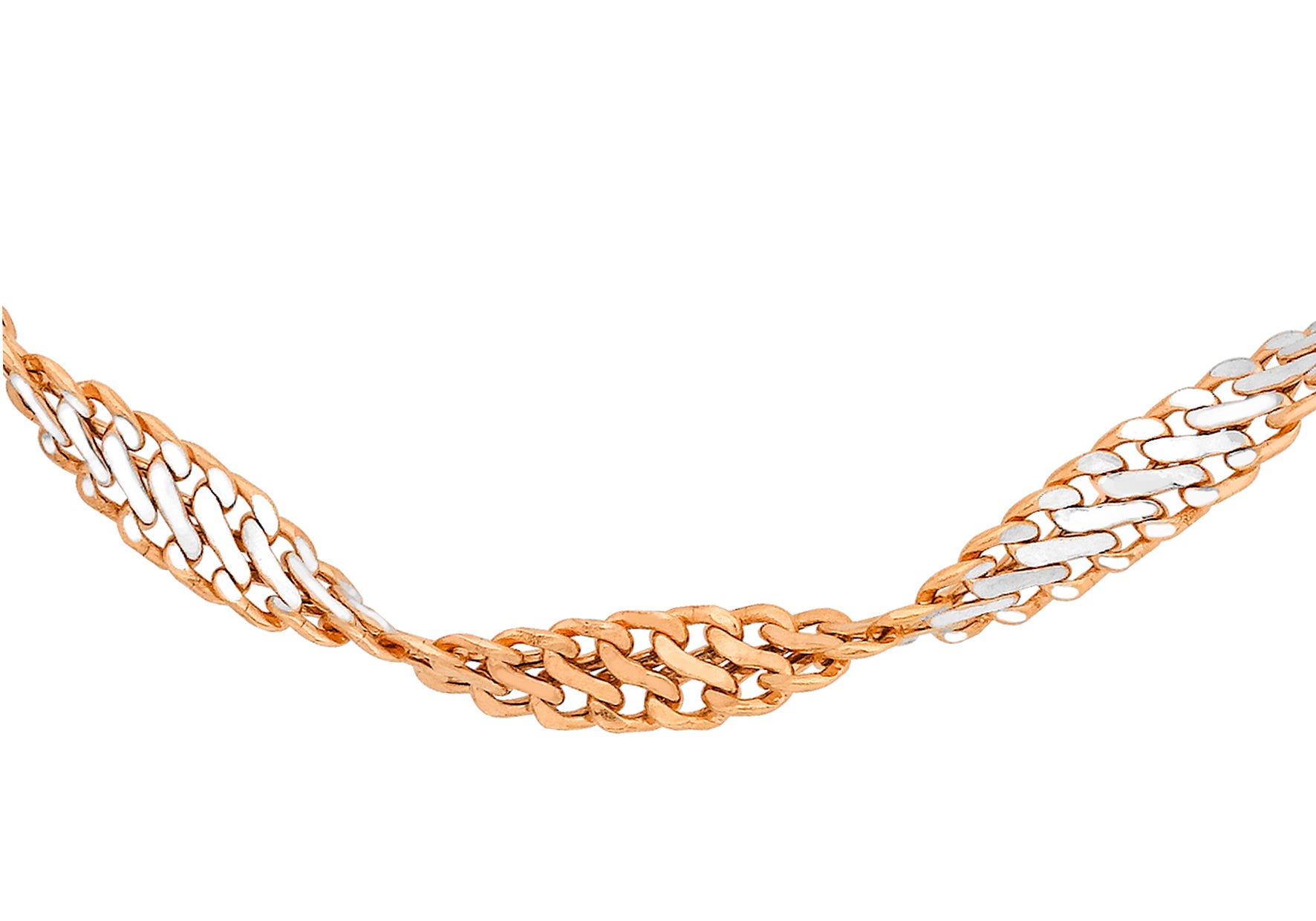9ct Two-Tone Rose & White Gold Twist Curb Chain Necklace