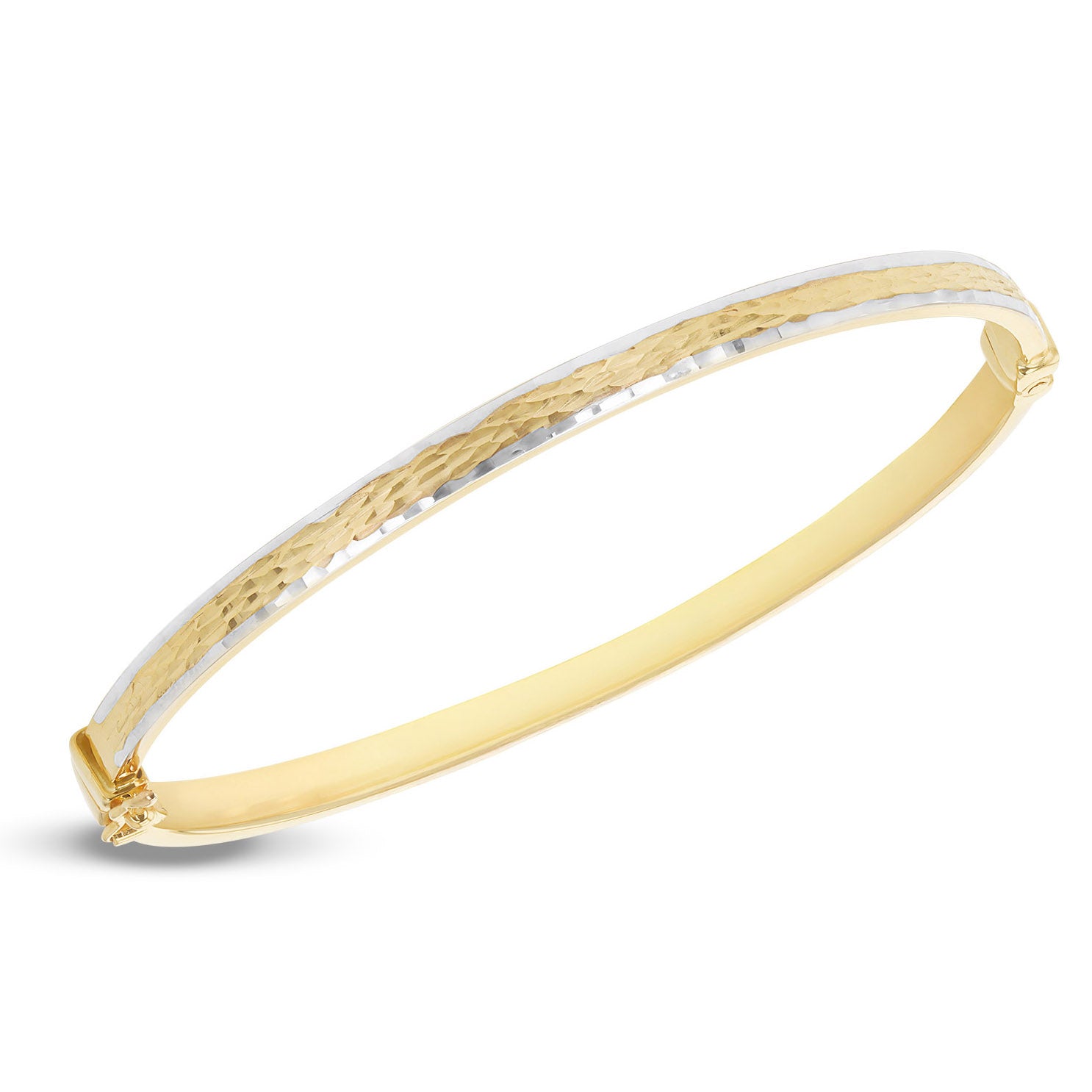 9ct Two-Tone Gold Faceted Diamond Cut Bangle