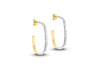 9ct Yellow Gold Two-Tone Gold Diamond Cut Rectangle Hoop Earrings